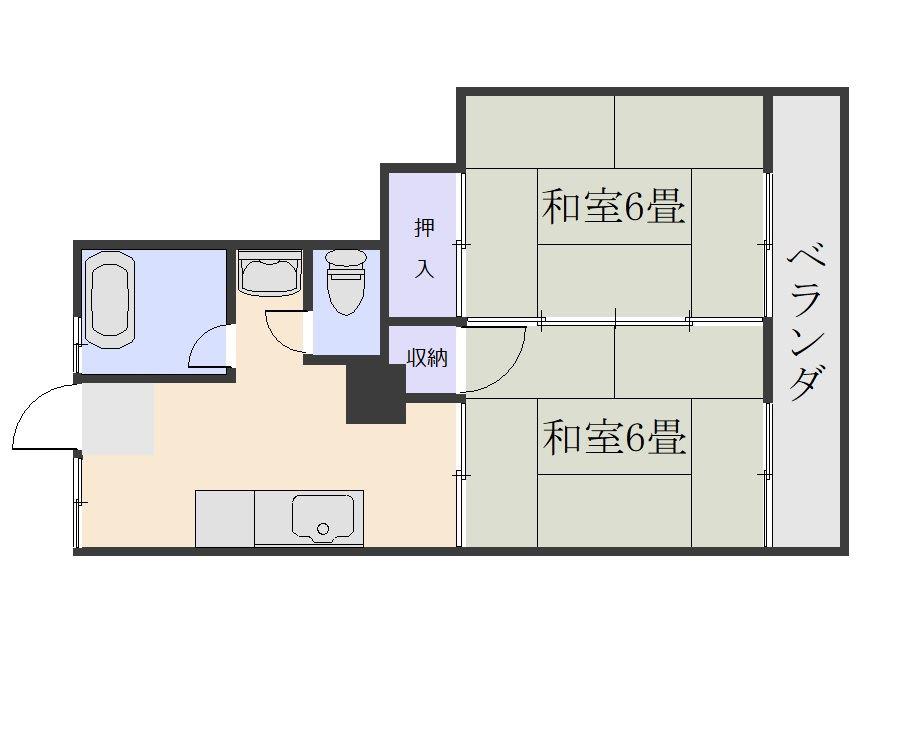 与次郎コーポ(2K/3階)の間取り写真
