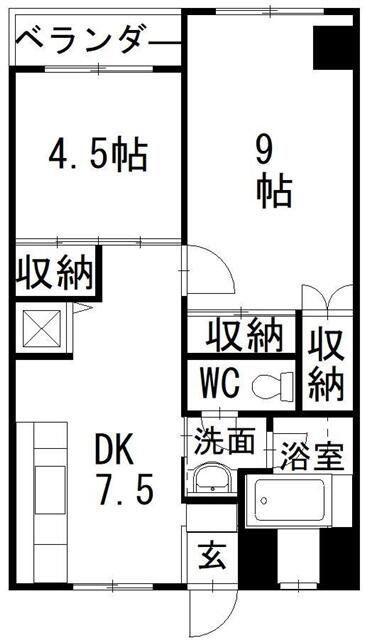 シェリール井堀通(2DK/2階)の間取り写真