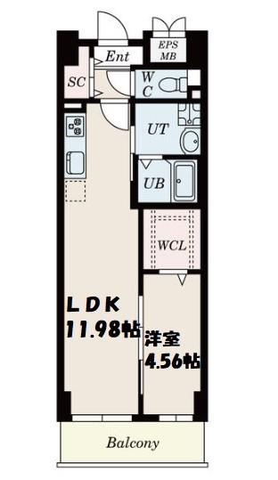 PRIMAL千種STELO(1LDK/4階)の間取り写真