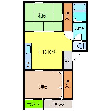 アグリーブル植木(2DK/2階)の間取り写真