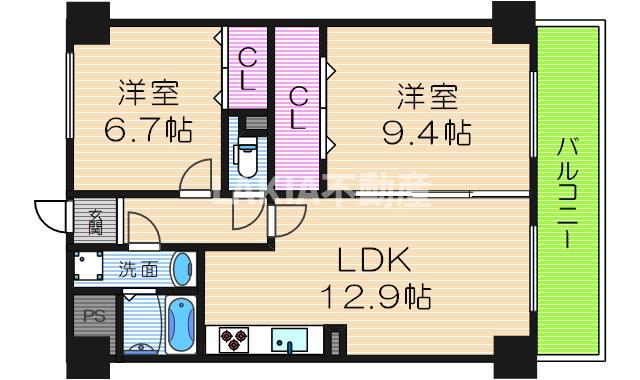 パルテール21(2LDK/6階)の間取り写真