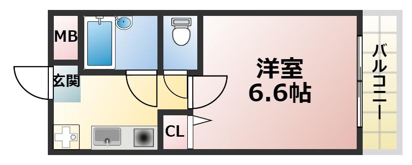 深江イースト(1K/2階)の間取り写真