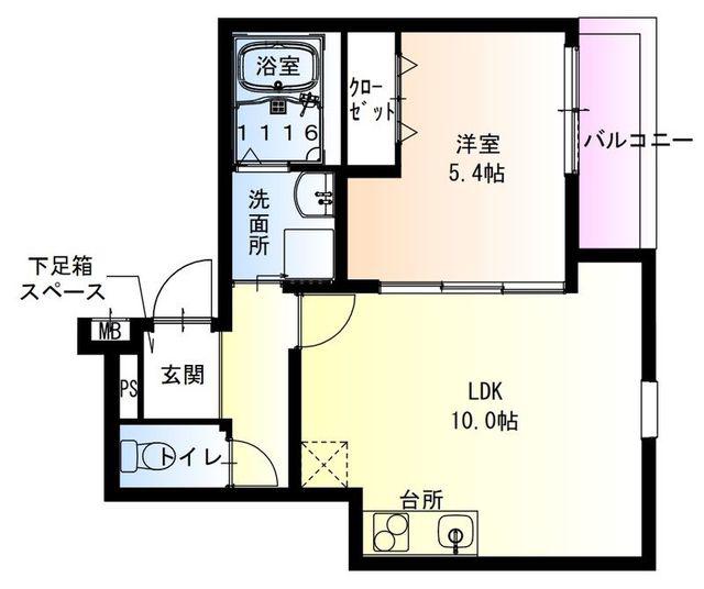 フジパレス住道駅北(1LDK/2階)の間取り写真