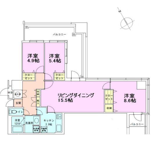 茅場町タワーレジデンス(3LDK/20階)の間取り写真