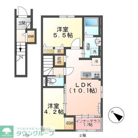 ソラーレ(2LDK/2階)の間取り写真