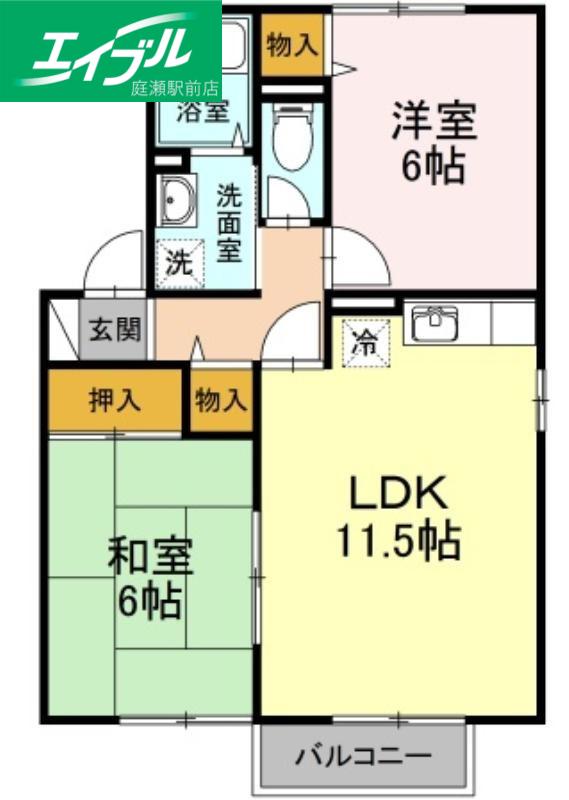 セジュールNANBA(2LDK/2階)の間取り写真