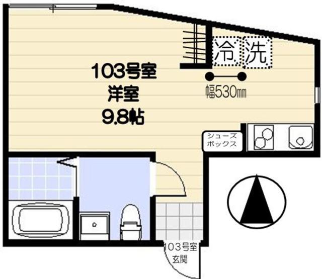 スカイヒルズ羽田(ワンルーム/1階)の間取り写真