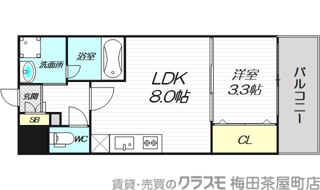 シーズンフラッツ阿波座(1LDK/2階)の間取り写真