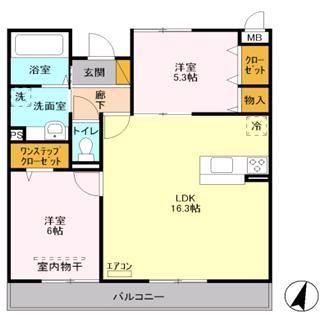 グリーンレジデンス葉月(2LDK/3階)の間取り写真