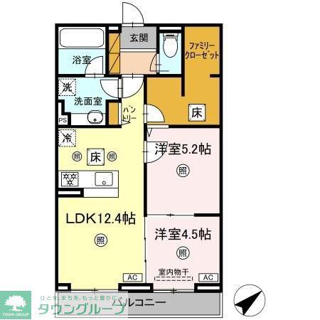 アミティエY(2LDK/1階)の間取り写真