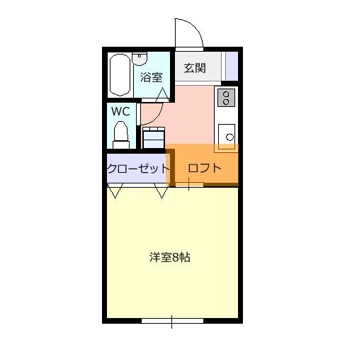 ハイツアメニティI・II(1K/2階)の間取り写真