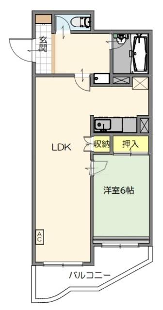 ハピネス南町(1LDK/2階)の間取り写真