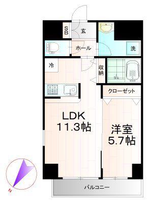 ドゥーエアルコバレーノ中央(1LDK/7階)の間取り写真