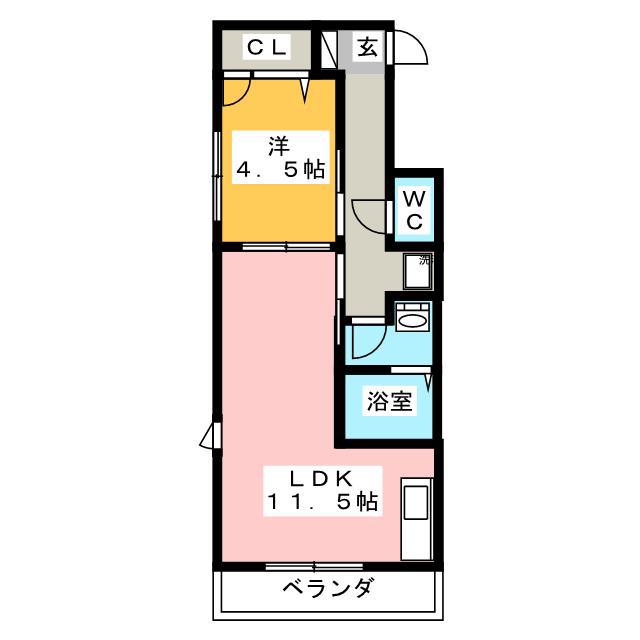アストル間門(1LDK/3階)の間取り写真