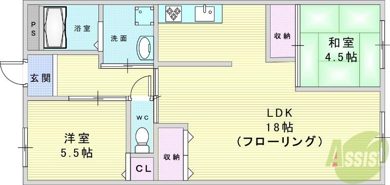 タルイレジデンス(2LDK/5階)の間取り写真
