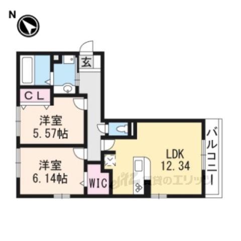 ウエスト PATHⅠ(2LDK/3階)の間取り写真