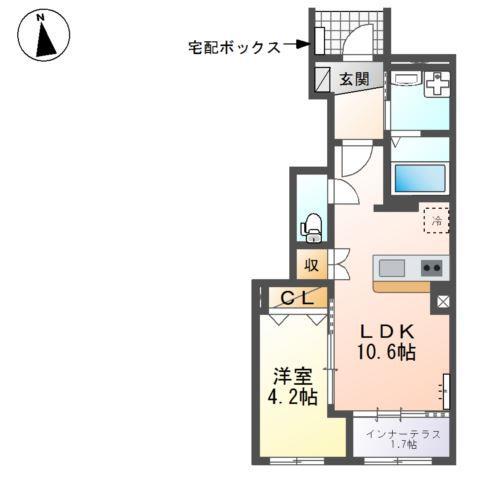 ヒルズ スペース(1LDK/1階)の間取り写真