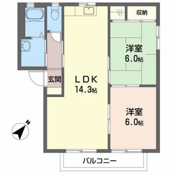 シャーメゾン相田B棟(2LDK/2階)の間取り写真