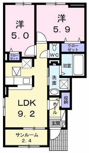 ローレンスハイツIII(2LDK/1階)の間取り写真