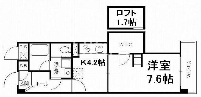ウイングヒルズ京都南(1K/2階)の間取り写真
