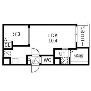 JACK NISHIKANANOII(1LDK/3階)の間取り写真