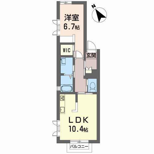 ウッドベル(1LDK/1階)の間取り写真