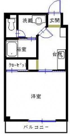 シャイニング富浜(1K/2階)の間取り写真