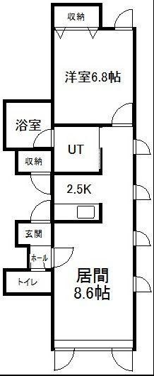 ボックス南B棟(1LDK/2階)の間取り写真