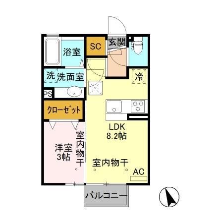 D-スタイル アクシス(1LDK/1階)の間取り写真