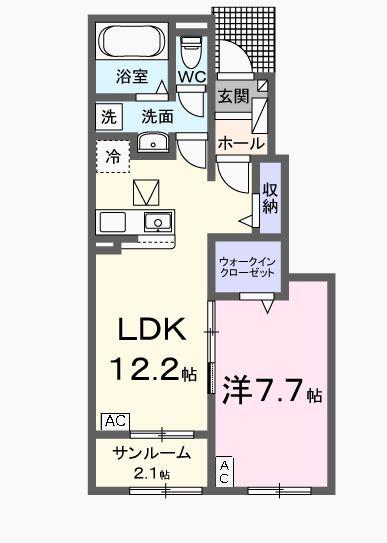 リアン・ノード(1LDK/1階)の間取り写真