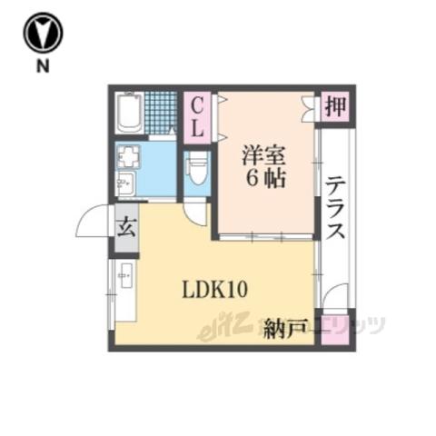ブルーコート西野山(1LDK/2階)の間取り写真