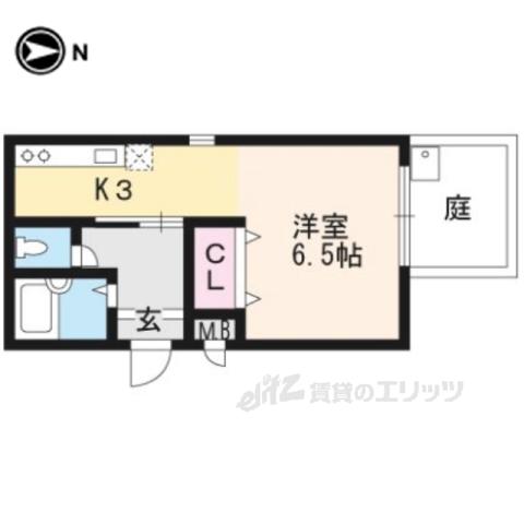 北白川BCBGCLUB(1K/1階)の間取り写真