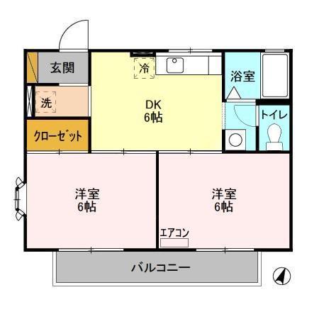 メゾン美里A(2DK/2階)の間取り写真