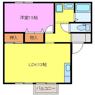 富山地鉄不二越上滝 朝菜町駅 徒歩38分 2階建 築29年(1LDK/2階)の間取り写真