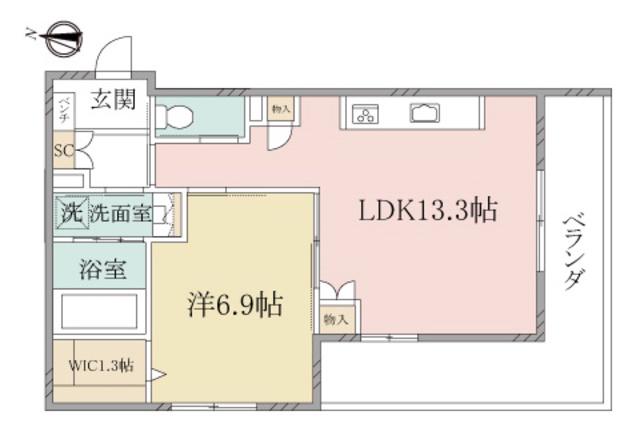 ヘーベルヴィレッジ湘南台IIIシュテルン湘南(1LDK/2階)の間取り写真