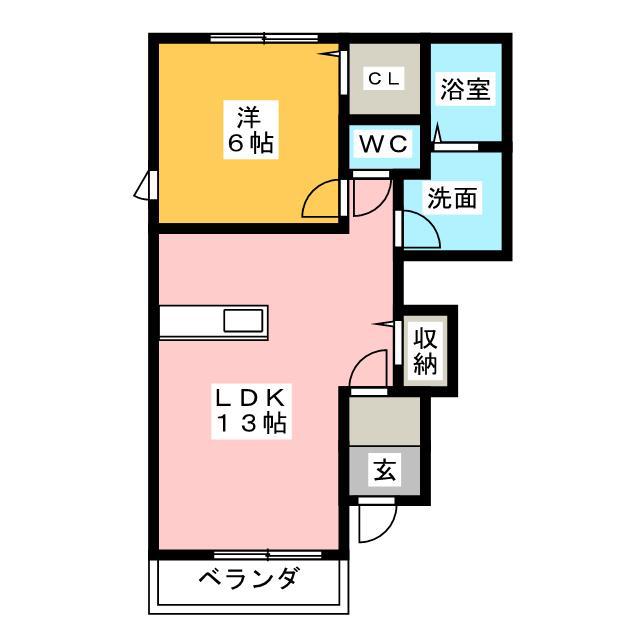 エレガンシア(1LDK/1階)の間取り写真