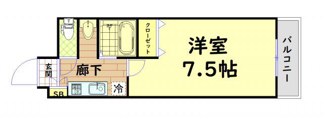 ジュネーゼ本町西(1K/5階)の間取り写真