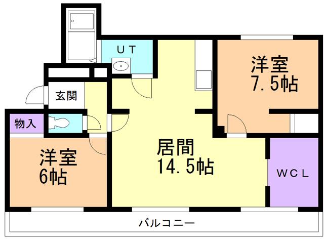 フォレストコート(2LDK/3階)の間取り写真