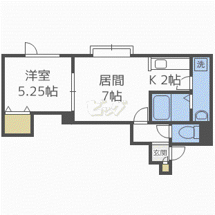 ルミナスA棟エアコンなし(1LDK/2階)の間取り写真