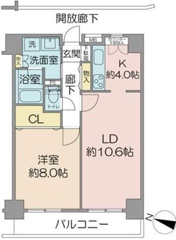 本千葉マンション(1LDK/13階)の間取り写真
