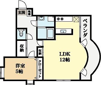 ノースヒルズ(1LDK/2階)の間取り写真