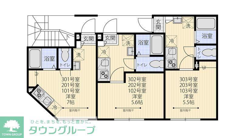 ステラ西小岩(1K/3階)の間取り写真