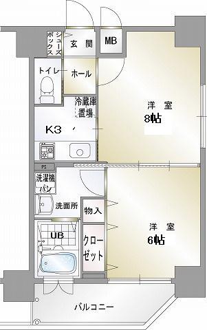エンクレスト天神CLASS(2K/4階)の間取り写真