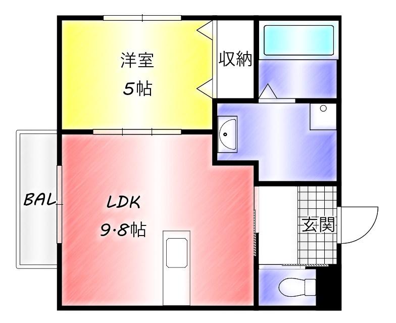 GREEN GABLES 華鞍(1LDK/1階)の間取り写真