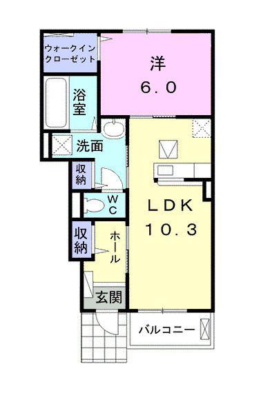 プランタンノール(1LDK/1階)の間取り写真