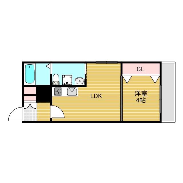 Fメゾン上新庄II(1LDK/2階)の間取り写真