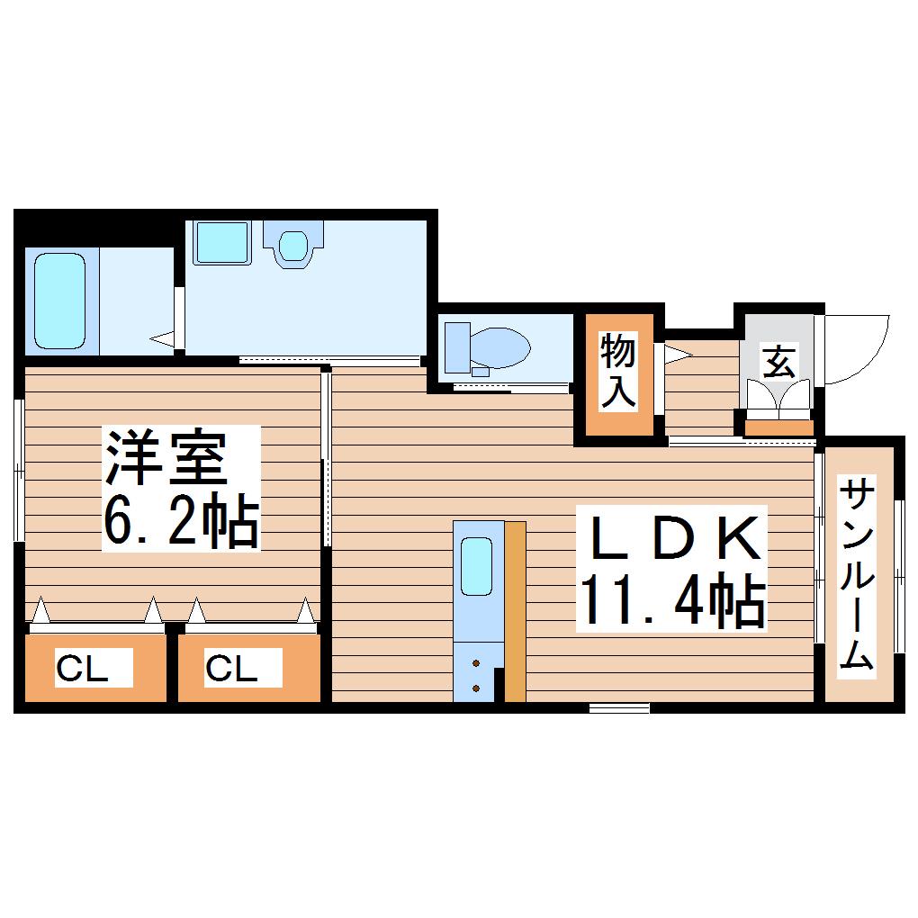 ピースヴィラ楓(1LDK/1階)の間取り写真