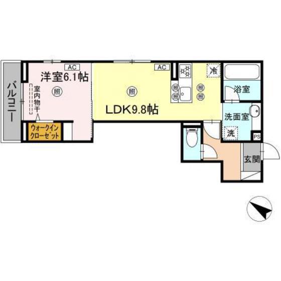 COLERMO舟入南(1LDK/3階)の間取り写真