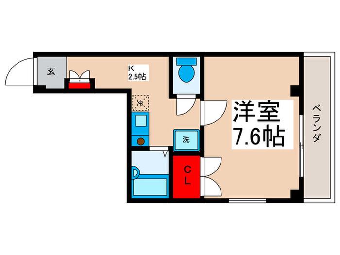 クレオ舞浜B(1K/2階)の間取り写真