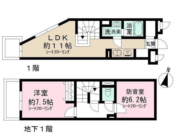 アドミラル碑文谷(1SLDK/1階)の間取り写真